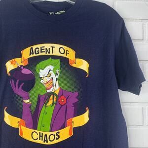 Tee Villain tshirt The Joker Batman DC Comics medium  navy blue ringspun cotton